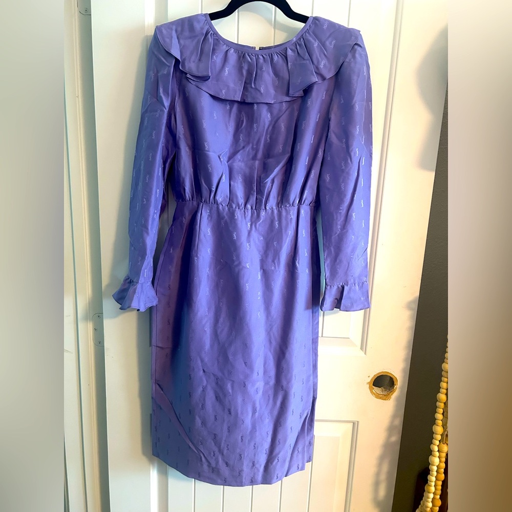 Vintage YSL Yves Saint Laurent Silk Dress w/ Removable Wrap Skirt, EUC - Picture 7 of 14